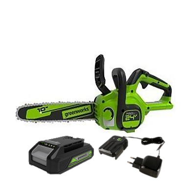 Цепная пила Greenworks G24CS25k2 Gen 2, 24v, 25 см, в комплекте с АКБ 2 А·ч и ЗУ (аккумуляторная)