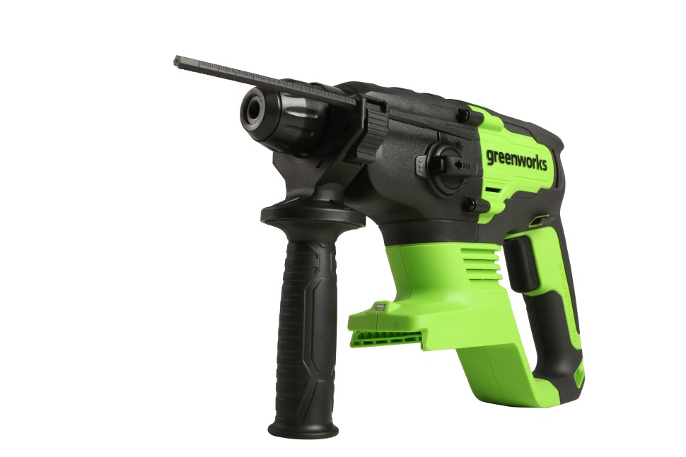 Перфоратор Greenworks GD24SDS2k4, 24v, 2 Дж, в комплекте с АКБ 4 А·ч и ЗУ (аккумуляторный, сумка)