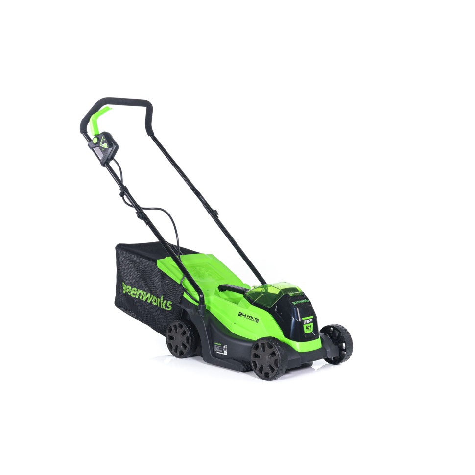 Газонокосилка Greenworks GD24LM33k2, 24v, 33 см, в комплекте с АКБ 2 А·ч и ЗУ (аккумуляторная)