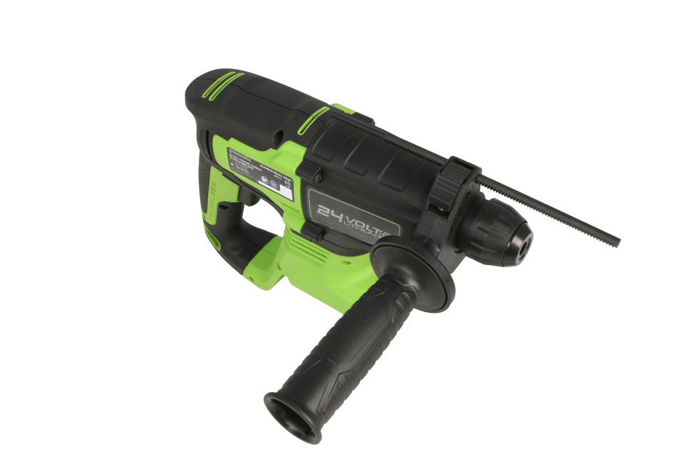Перфоратор Greenworks GD24SDS2k4, 24v, 2 Дж, в комплекте с АКБ 4 А·ч и ЗУ (аккумуляторный, сумка)