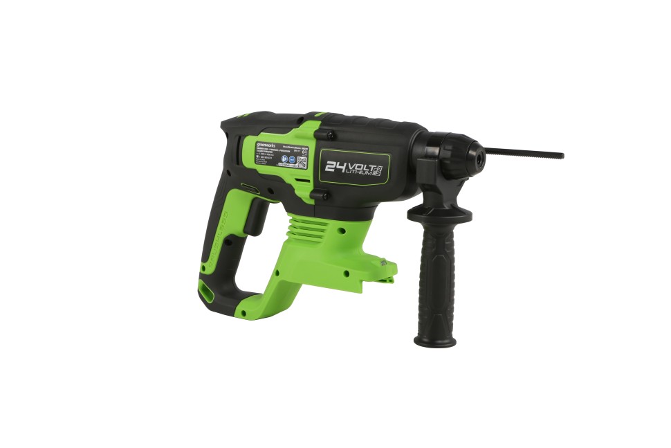 Перфоратор Greenworks GD24SDS2k4, 24v, 2 Дж, в комплекте с АКБ 4 А·ч и ЗУ (аккумуляторный, сумка)