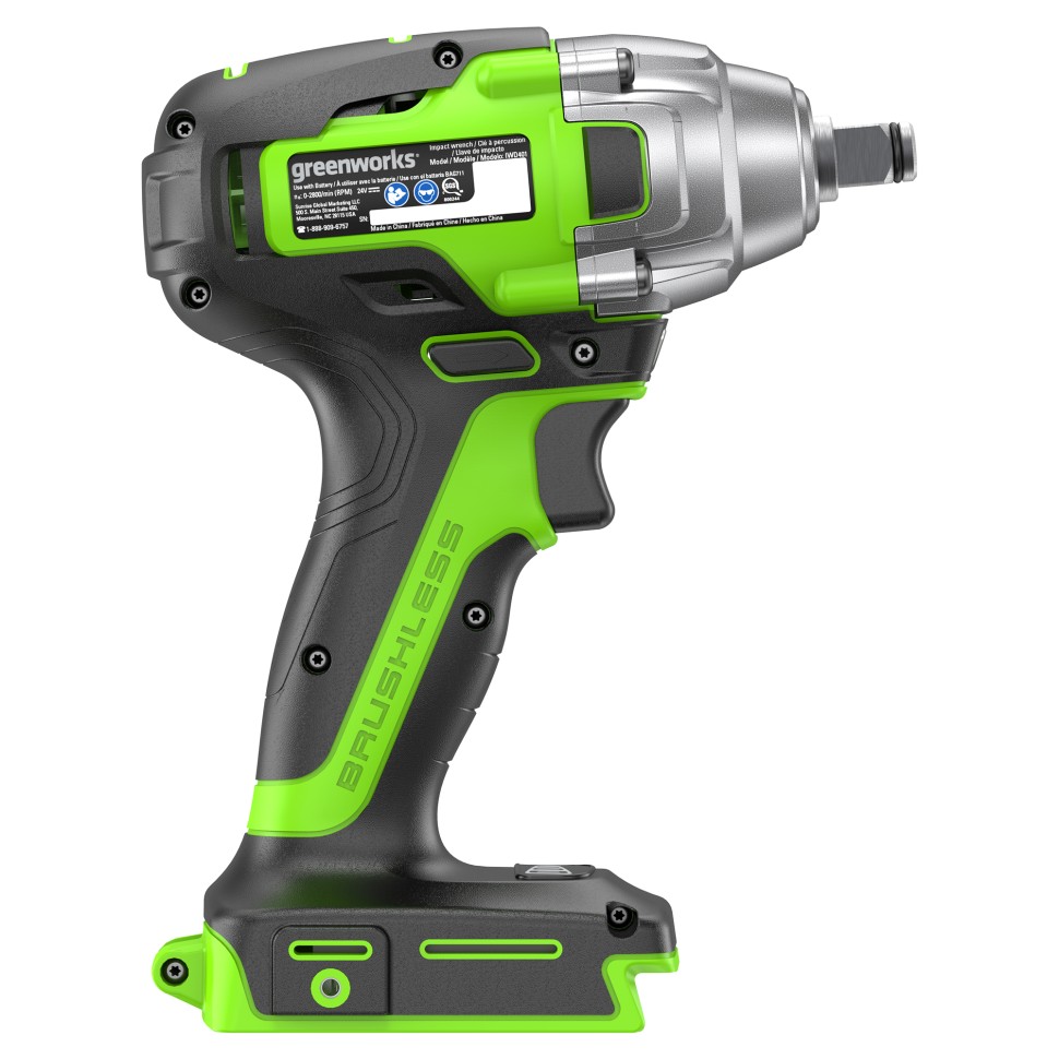 Ударный гайковерт Greenworks GD24IW400, 24v, 400 Нм, без АКБ и ЗУ (аккумуляторный)