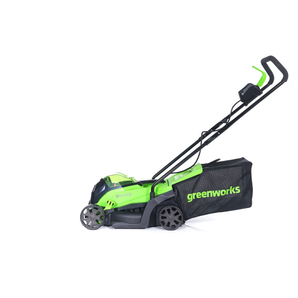 Газонокосилка Greenworks GD24LM33k2, 24v, 33 см, в комплекте с АКБ 2 А·ч и ЗУ (аккумуляторная)