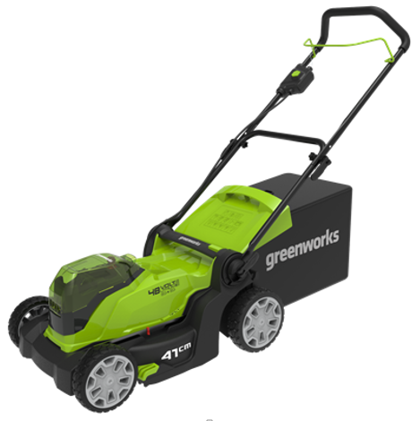Газонокосилка Greenworks G24X2LM41k8, 2х24v, 41 см, в комплекте с двумя АКБ 4 А·ч и двойное ЗУ (аккумуляторная)