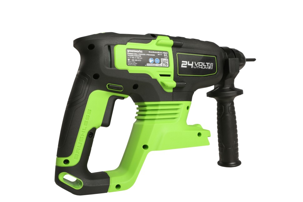 Перфоратор Greenworks GD24SDS2k4, 24v, 2 Дж, в комплекте с АКБ 4 А·ч и ЗУ (аккумуляторный, сумка)
