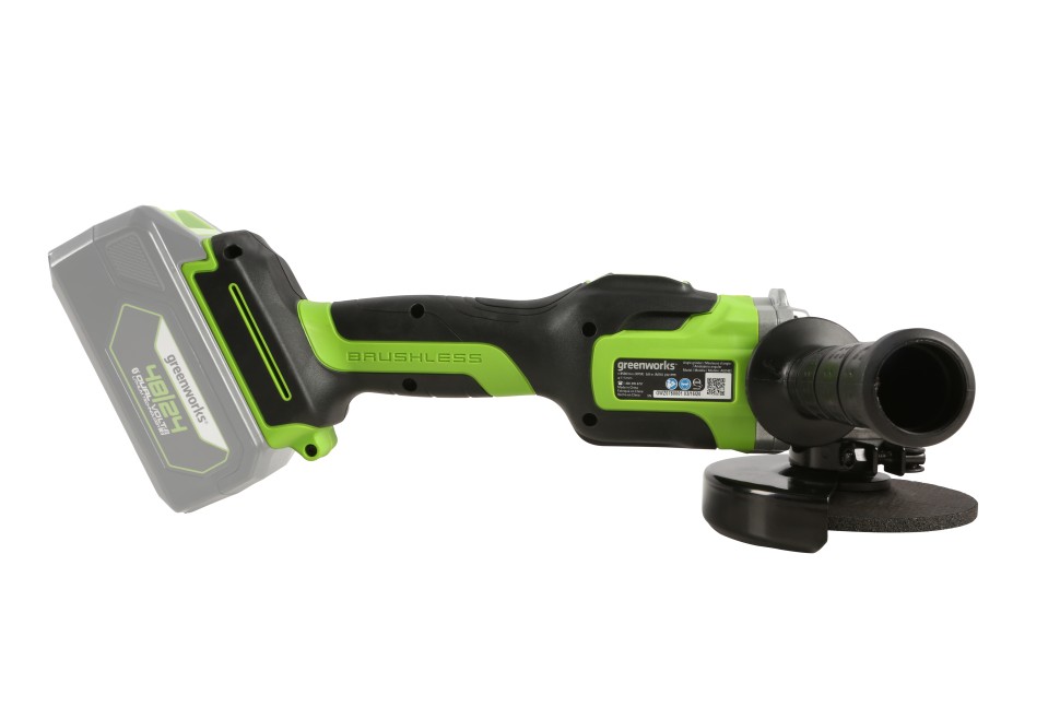 Угловая шлифовальная машина (болгарка) Greenworks GD24AG, 24v, 125 мм, без АКБ и ЗУ (аккумуляторная)