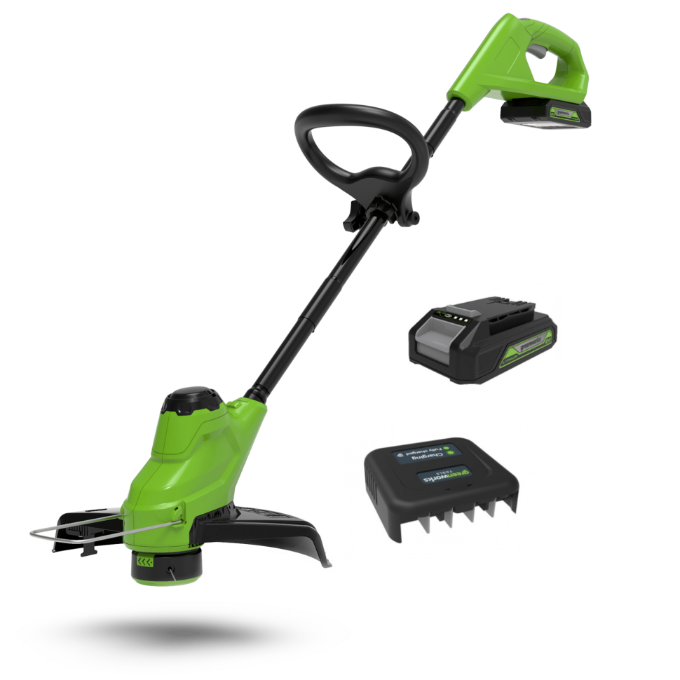 Триммер Greenworks G24LT25, 24v, 25 см, в комплекте с АКБ 2 А·ч и ЗУ (аккумуляторный)