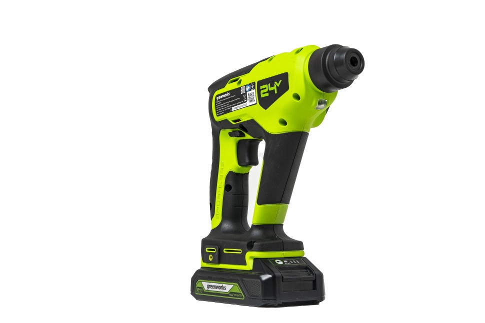 Перфоратор Greenworks GD24SDS1, 24v, 1,2 Дж, без АКБ и ЗУ (аккумуляторный)