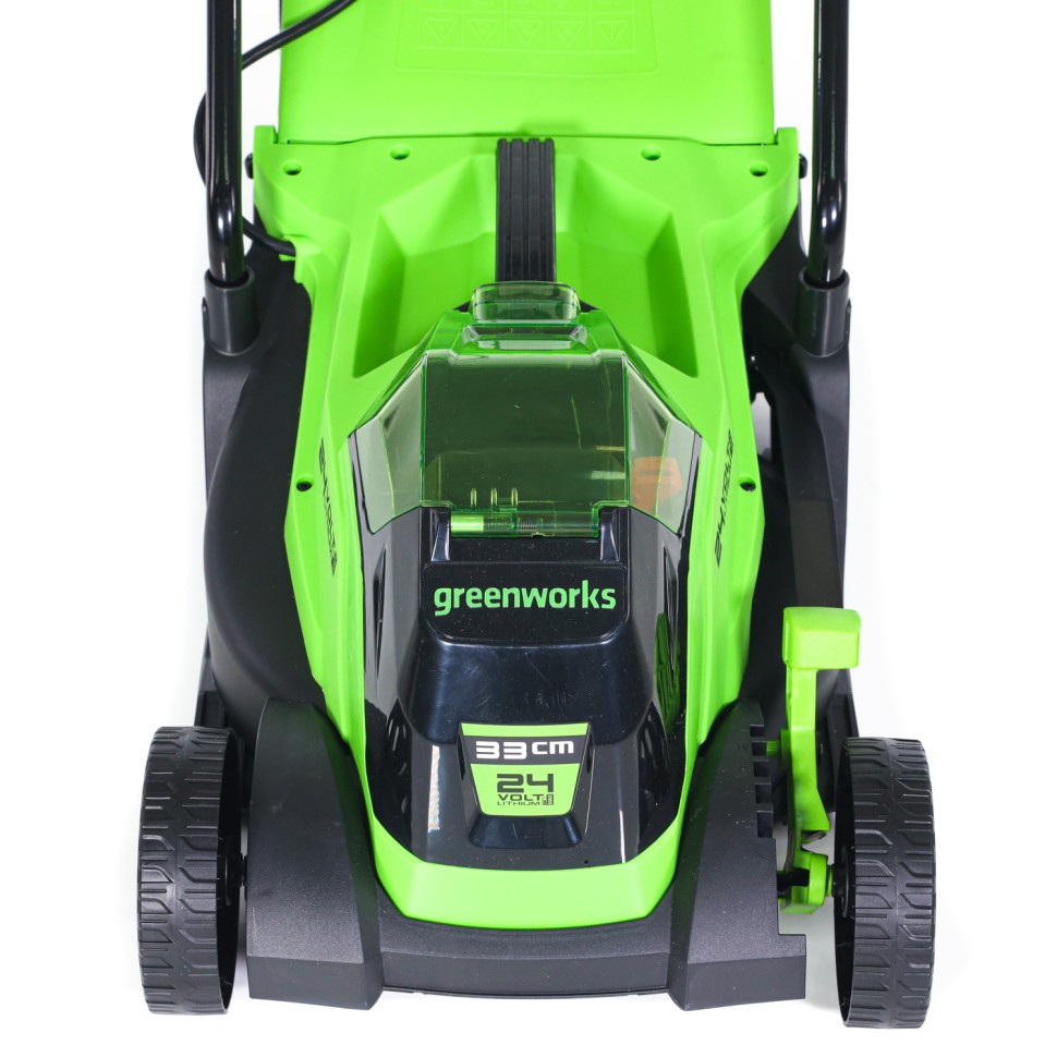 Газонокосилка Greenworks GD24LM33k2, 24v, 33 см, в комплекте с АКБ 2 А·ч и ЗУ (аккумуляторная)